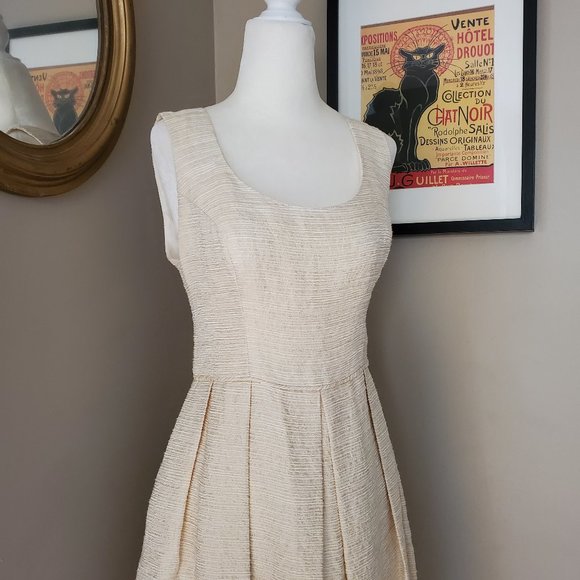 Shoshanna Gold Jacquard Melody Dress Size 6 - Picture 10 of 16